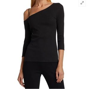 THEORY Off-The-Shoulder Ribbed Top - Black